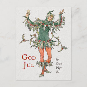Carte Postale Vœux de Noël Walter Crane Holly (L'homme au gui)