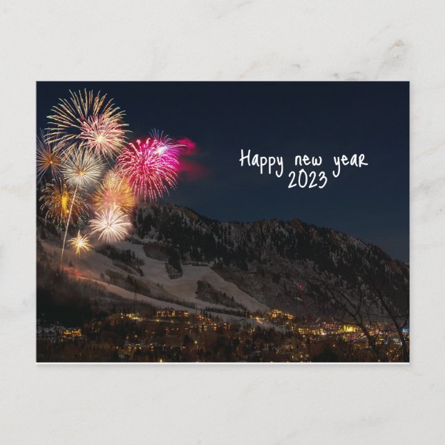 Carte Postale voeux de nouvelle année heureux (Devant)
