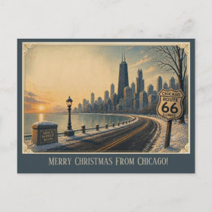 Carte Postale Vœux de voyage de Noël pour la ville venteuse