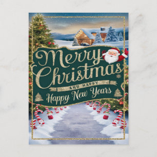 Carte Postale Vœux étincelants : Un joyeux Noël