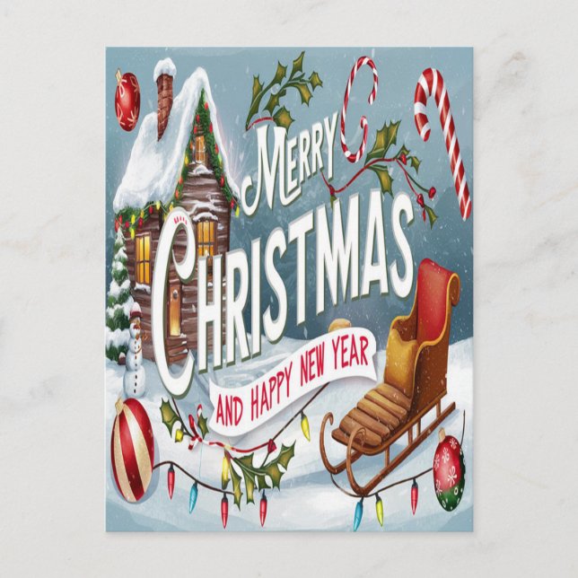 Carte Postale Voeux Gleeful : Un Joyeux Noël Festif (Devant)