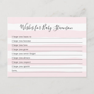 Carte Postale Voeux pour bébé, baby shower de fille rayé rose