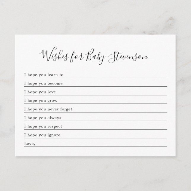 Carte Postale Voeux pour bébé, N'IMPORTE QUEL ARRIÈRE - PLAN DE  (Devant)