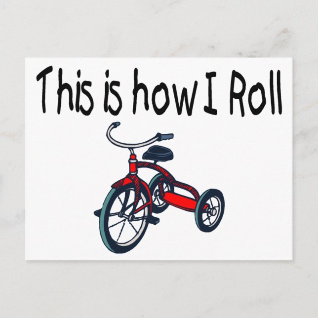Carte Postale Voici Comment je roule (Tricycle Rouge) (Devant)
