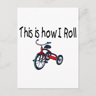 Carte Postale Voici Comment je roule (Tricycle Rouge)