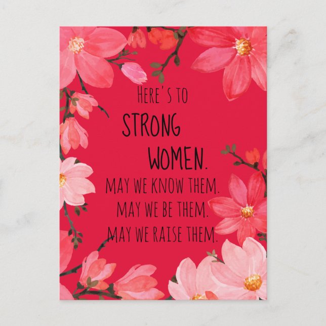 Carte Postale Voici les femmes fortes Cherry Red Floral (Devant)