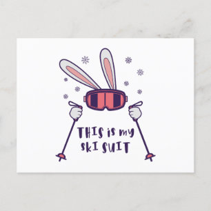 Carte Postale Voici mon Ski Suit Ski Rabbit avec des bâtons de s