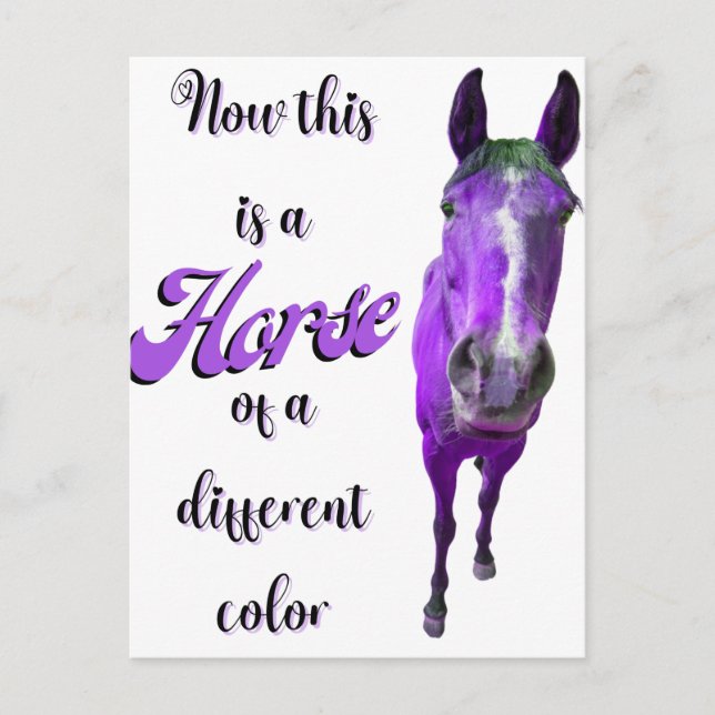 Carte Postale Voici Un Cheval D'Une Couleur Différente, Violet (Devant)