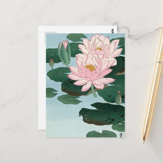 Carte Postale Voies navigables par Ohara Koson (Devant/Arrière en situation)