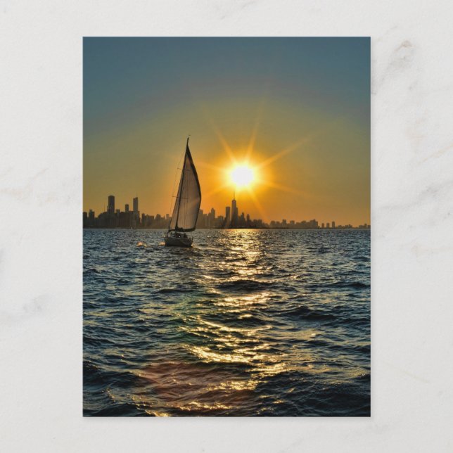 Carte Postale Voile coucher de soleil à Chicago (Devant)