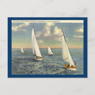 Carte Postale Voile, Long Beach, Long Island Vintage