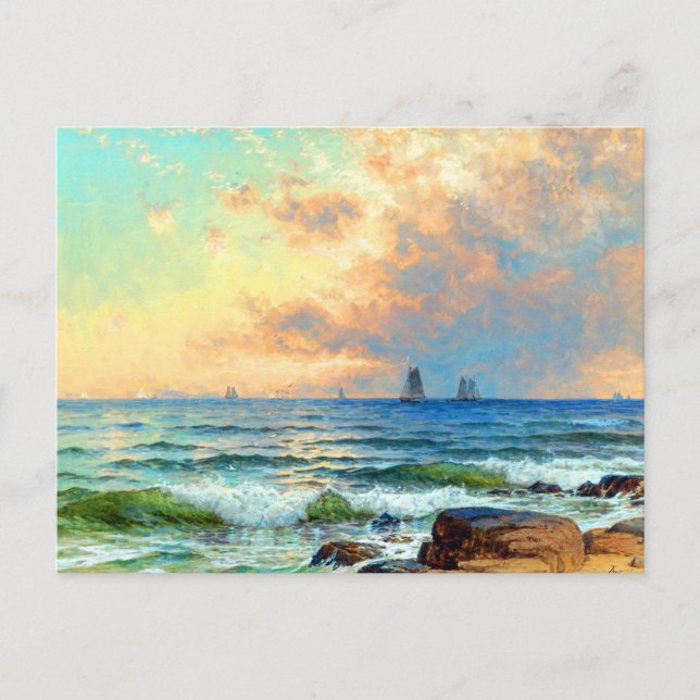 Carte Postale Voiles au coucher du soleil par Alfred Thompson Br (Devant)