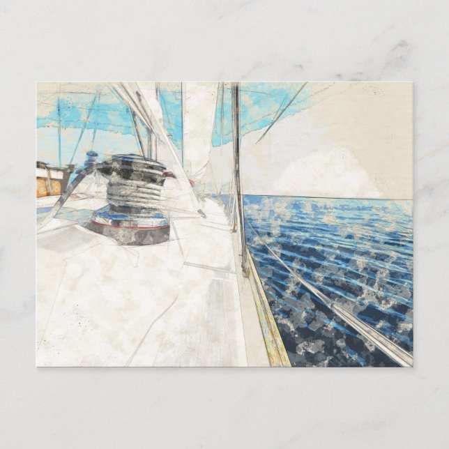 Carte postale Voilier vintage - Nautique Voyage Oc (Devant)