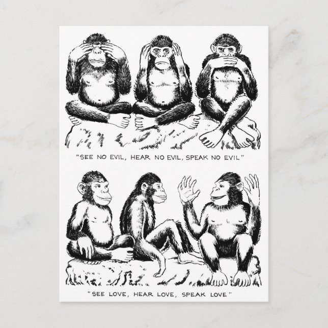 Carte Postale Voir Aucun Mal, N'Entendre Aucun Mal, Ne Parler Pa (Devant)