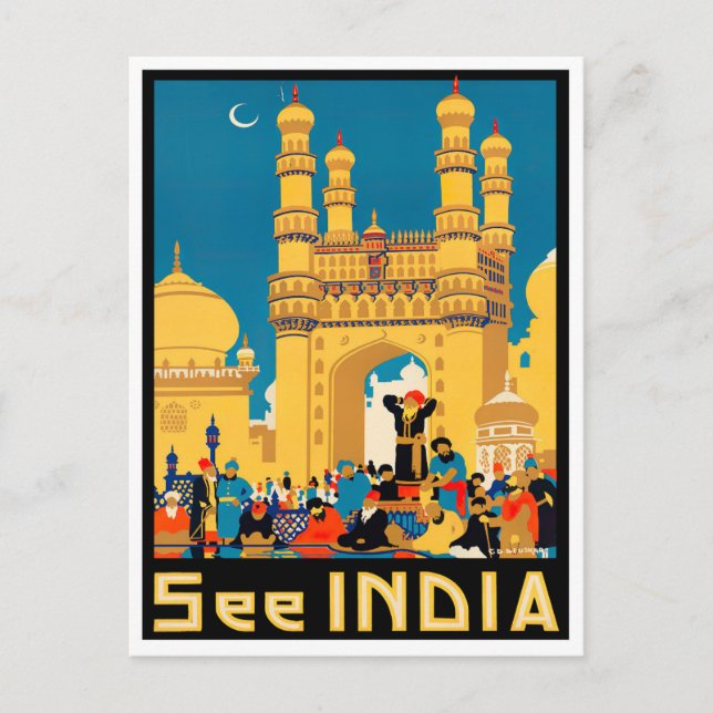 Carte Postale Voir Inde vintage travel (Devant)