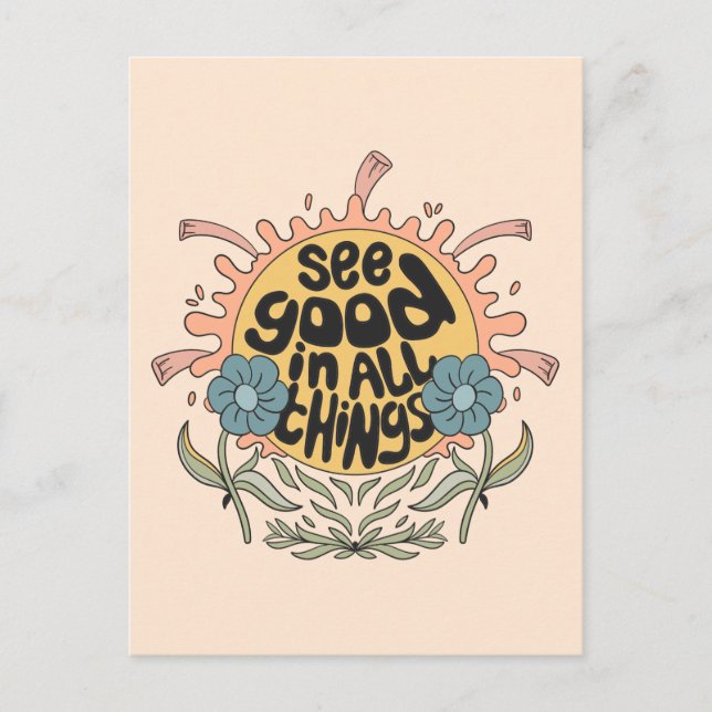 Carte Postale Voir le bon dans toutes les choses Hippie Graphic (Devant)