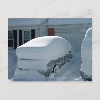 Carte Postale "Voiture à neige" sur le dessus de la voiture. Bli
