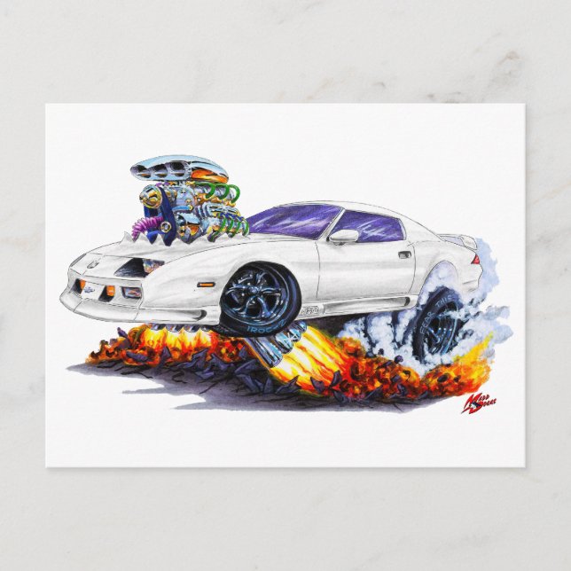 Carte Postale Voiture blanche Camaro 1982-92 (Devant)