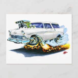 Carte Postale Voiture blanche Chevy Nomad 1956