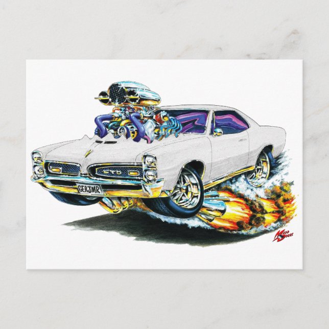 Carte Postale Voiture blanche GTO 1966-67 (Devant)