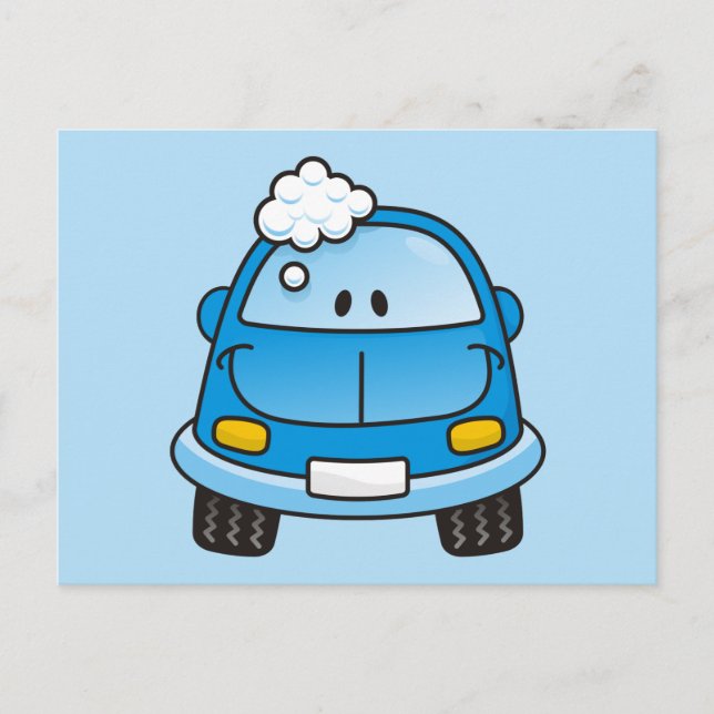 Carte Postale Voiture bleue avec bulles (Devant)