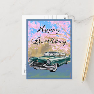 Carte Postale Voiture Cadillac vintage, Simple Anniversaire Rétr