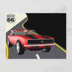 Carte Postale Voiture Camaro Rouge/Noir - Voiture/Fête des pères