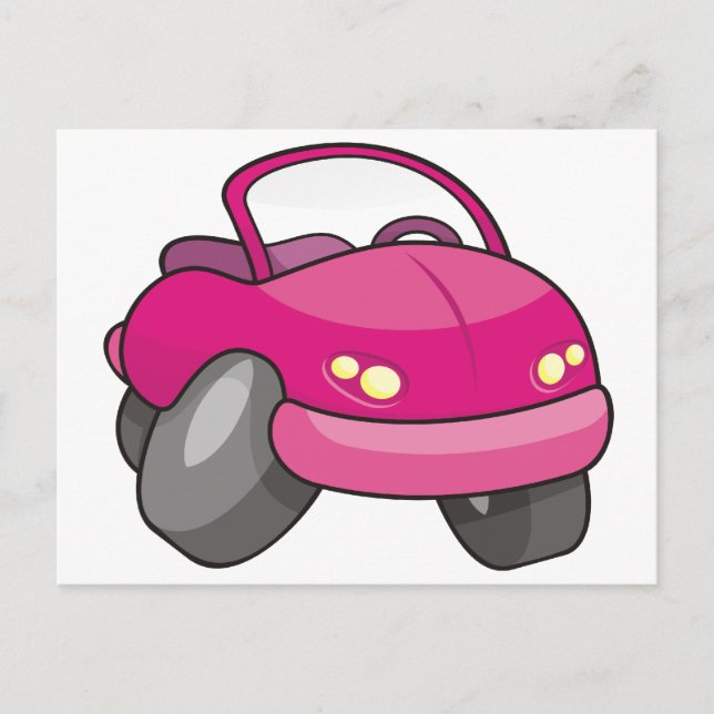 Carte Postale Voiture Carton Rose (Devant)