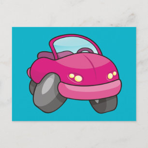 Carte Postale Voiture Carton Rose