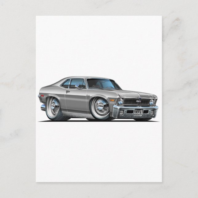 Carte Postale Voiture Chevy Nova Silver (Devant)