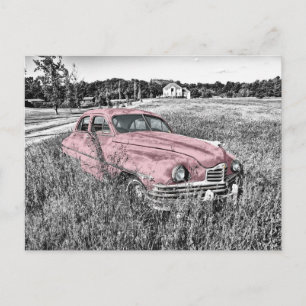 Carte Postale Voiture classique rose