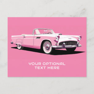 Carte Postale Voiture classique rose texte personnalisé
