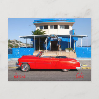 Carte Postale Voiture classique rouge, La Havane