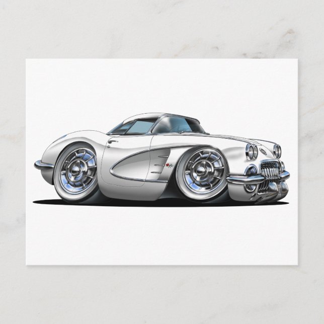 Carte Postale Voiture Corvette blanche (Devant)