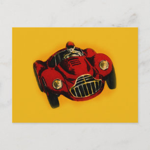 Carte Postale Voiture de course automobile jaune rouge