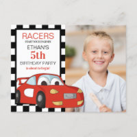 Voiture de course rouge Anniversaire 5 ans noir bl