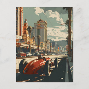 Carte Postale Voiture de course vintage à Las Vegas