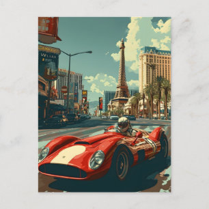 Carte Postale Voiture de course vintage à Las Vegas