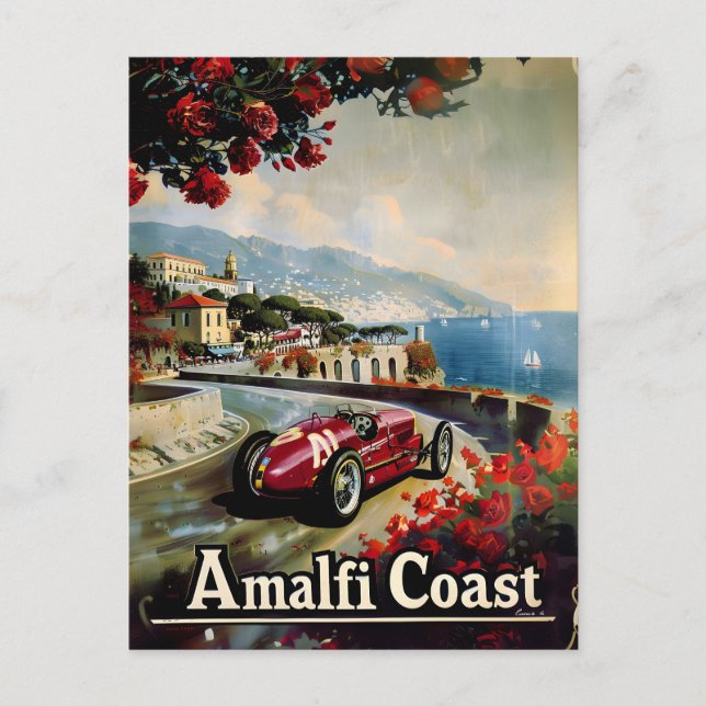 Carte Postale Voiture de course Vintage Amalfi Coast (Devant)