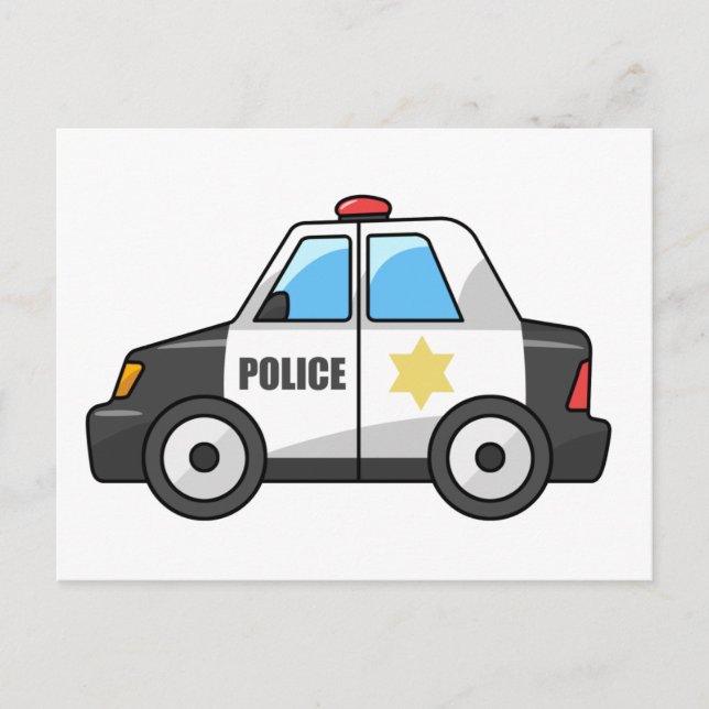 Carte Postale Voiture de la police de dessin cool (Devant)