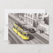 Voiture de rue Belgrad Serbie Train Jaune Postcarr
