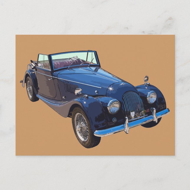 Carte Postale Voiture de sport convertible Morgan Plus 4 1964 (Devant)