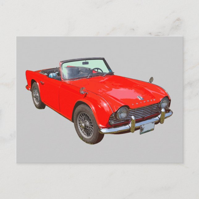 Carte Postale Voiture de sport décapotable Triumph Tr4 Rouge Tri (Devant)