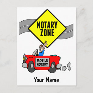 Carte Postale Voiture de sport rouge zone de notaire mobile nom 