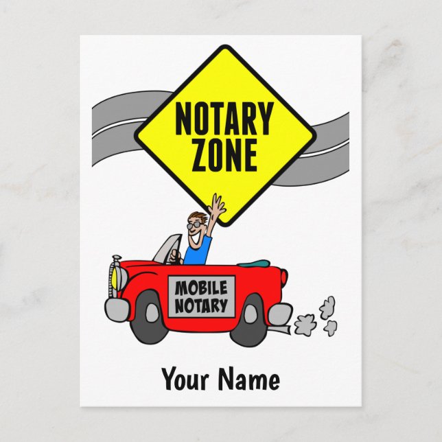 Carte Postale Voiture de sport rouge zone de notaire mobile nom  (Devant)