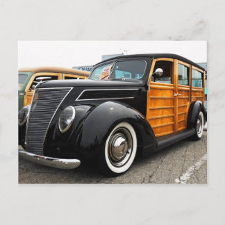 Carte Postale Voiture en bois noir