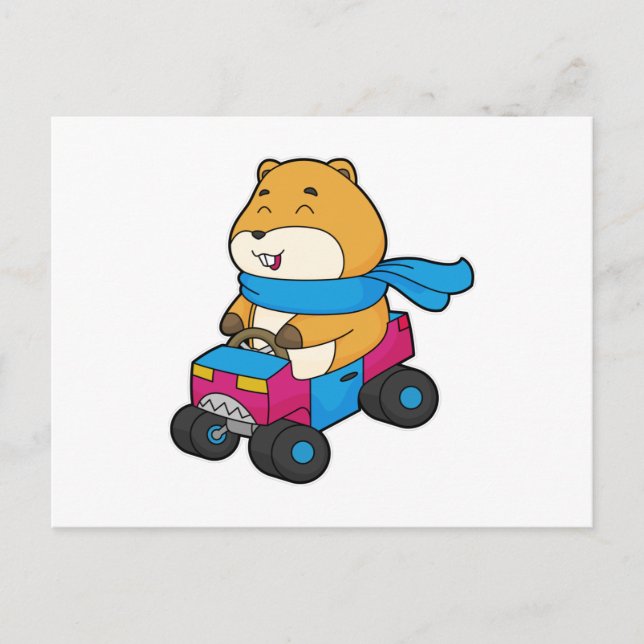 Carte Postale Voiture hamster (Devant)