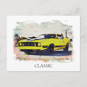 Carte Postale *~* Voiture Jaune Antique Vintage Classique Banane