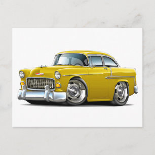 Carte Postale Voiture jaune Chevy Belair 1955