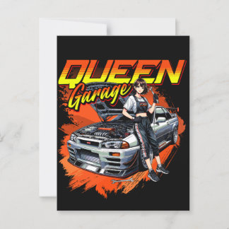 Carte Postale Voiture mécanique à dérive Anime - Garage Queen Ar